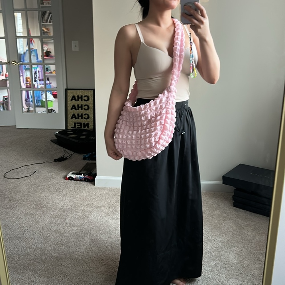 Pink Textured crossbody Bag